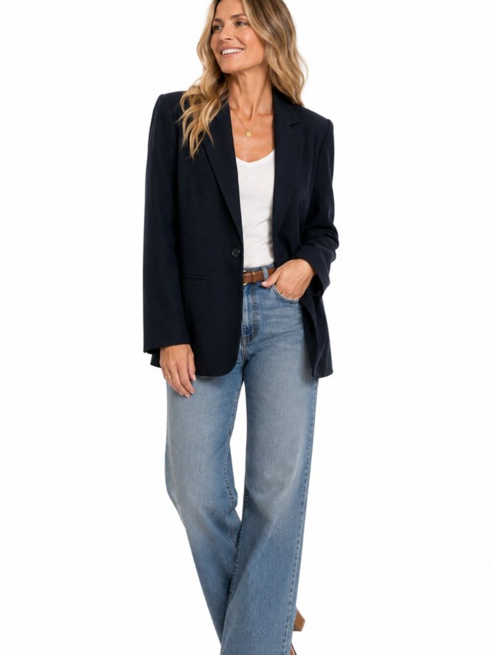 Vintage Sag Harbor Black 100% Wool Oversized Blazer Jacket Size 12